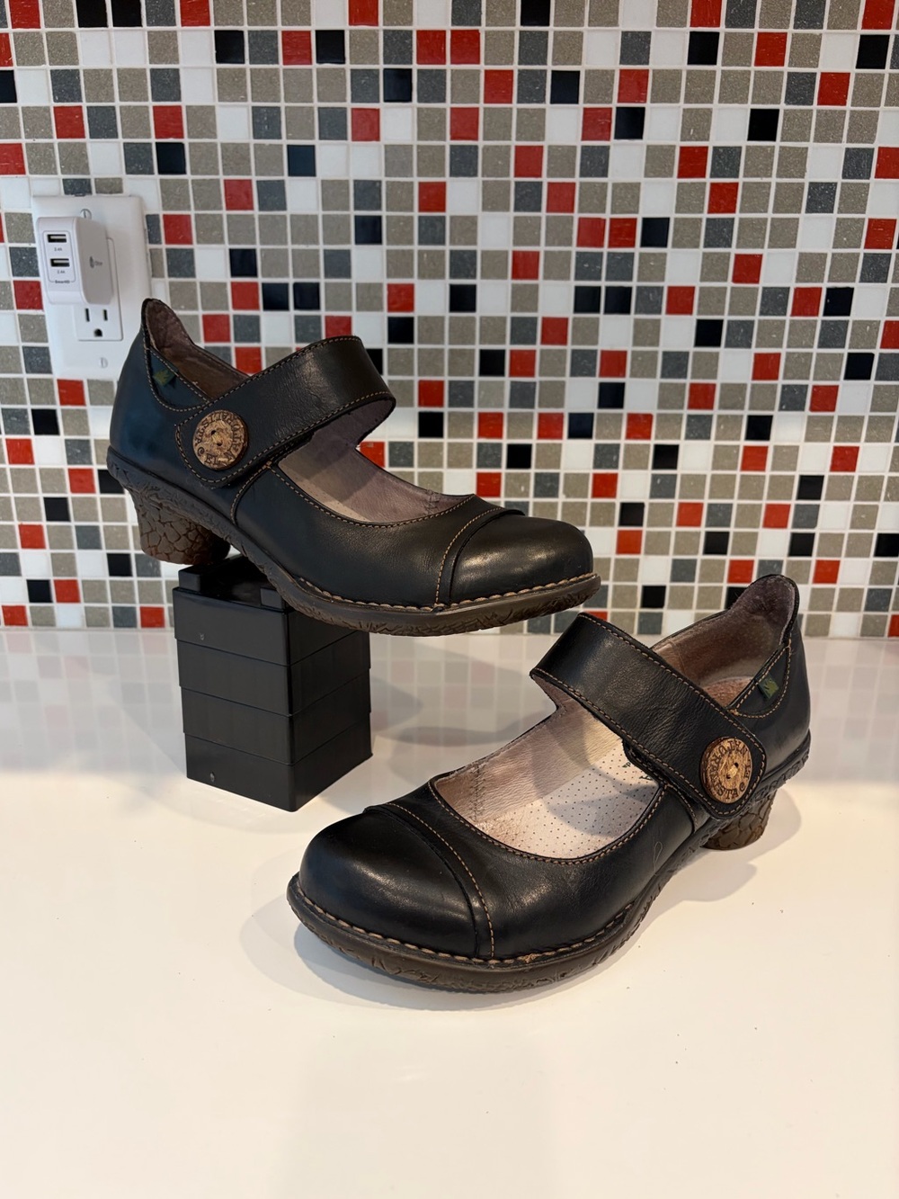 El Naturalista Tesela Heeled Mary Jane - Black Leather - Size 41 (9.5-10 US)